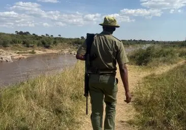 Ranger de dos engagé dans la protection animale, dans le bush au Kenya